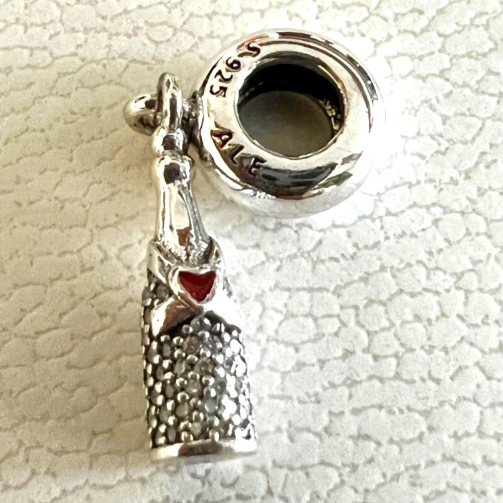 BRAND NEW Pandora dangle charm " sparkling wine dangle bottle charm #792152CZ